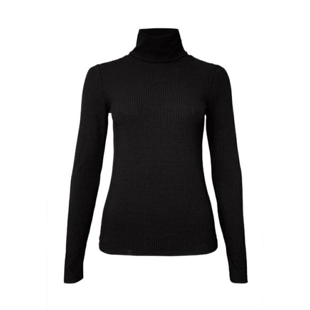 Royal Mer Bretagne Black Ribbed Turtleneck Top Sz L